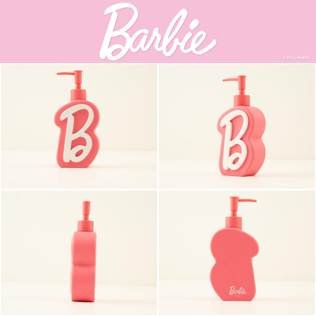 Collectibles Barbie Pink B Monogram Soap/Lotion/Hand Sanitizer Resin Pump Dispenser, 11.69 Ounces, (Officially Licensed Product)